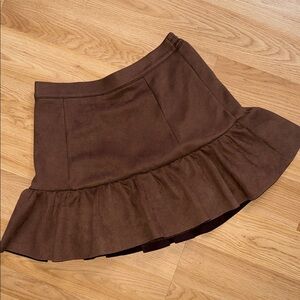 Janie and Jack Brown Ruffled Skirt Size 12 Faux Suede